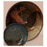 Pair of Vintage Artisan Crafted Pottery Platters