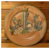 Large Cactus Motif Pottery Platter