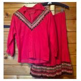 Rick Rack Accented Skirt and Shirt Set