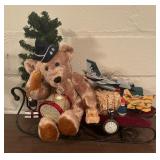 Deck the Halls! Holiday Decor including Teddy Bear Sleigh, Candles, Figurines, Tissue Holder and More!