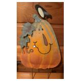 Harvest Time Fall Decor including Pumpkin Stakes, Faux Gourds and Dried Corn