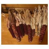 Harvest Time Fall Decor including Pumpkin Stakes, Faux Gourds and Dried Corn