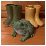 Darling Rain Boot Vases / Planters and Fun Frog