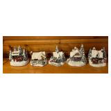 Thomas Kinkade Village Buildings including Santa