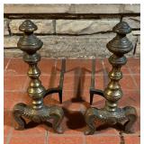 Pair of Vintage Brass Andirons