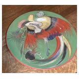 Vintage Mexican Parrot Motif Pottery Platter / Charger