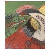 Vintage Mexican Parrot Motif Pottery Platter / Charger