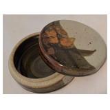 Red Wing Candleholder Duo + Covered Pottery Dish