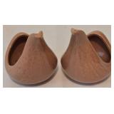 Red Wing Candleholder Duo + Covered Pottery Dish