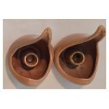 Red Wing Candleholder Duo + Covered Pottery Dish