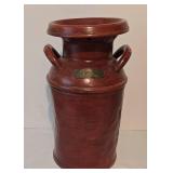 Red Painted Vintage Metal Milk Can