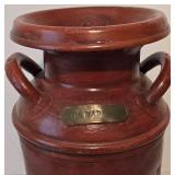 Red Painted Vintage Metal Milk Can