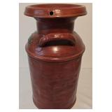 Red Painted Vintage Metal Milk Can