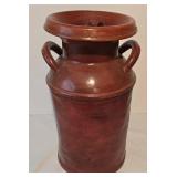 Red Painted Vintage Metal Milk Can