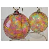 Three Hand Blown Glass Ornament with Stands