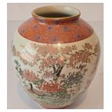 Vintage Asian Inspired Peacock Design Vase and Porcelain Trinket Box
