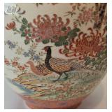 Vintage Asian Inspired Peacock Design Vase and Porcelain Trinket Box