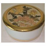 Vintage Asian Inspired Peacock Design Vase and Porcelain Trinket Box