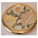 Vintage Asian Inspired Peacock Design Vase and Porcelain Trinket Box