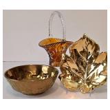 Vintage Treasures including a Vintage Amber Cut to Clear Glass Basket and More