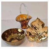 Vintage Treasures including a Vintage Amber Cut to Clear Glass Basket and More