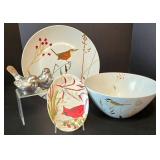 Tag Bird Design Platter and Bowl Set