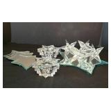 Large Star Shaped Mirrored Tray, Four Star Shaped Mirrored Coasters and Candle Holders