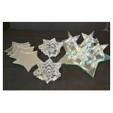 Large Star Shaped Mirrored Tray, Four Star Shaped Mirrored Coasters and Candle Holders