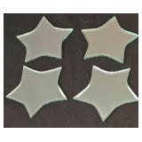 Large Star Shaped Mirrored Tray, Four Star Shaped Mirrored Coasters and Candle Holders