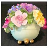 Three Vintage Hand Painted Bone China Floral Figurines