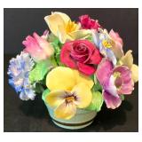 Three Vintage Hand Painted Bone China Floral Figurines