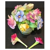 Three Vintage Hand Painted Bone China Floral Figurines