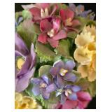 Three Vintage Hand Painted Bone China Floral Figurines