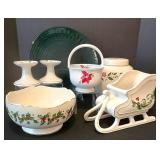 Vintage Royal Doulton Holly Canister, Pair of Royal Doulton Holly Candle Holders and More