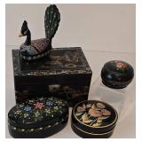 Vintage Trinket and Jewelry Boxes including a Vintage Asian Inlaid Jewelry Box
