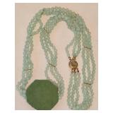 Vintage Multi-Strand Jadeite Beaded Necklace with Woven Style Pendant with Beads