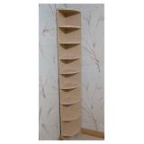 Tall Blonde Wood Corner Shelf
