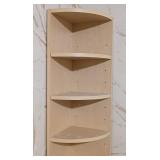 Tall Blonde Wood Corner Shelf
