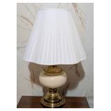 Cream and Brass Vintage Table Lamp