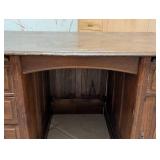 Beautiful Vintage Carved Handle Oak Desk