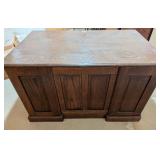 Beautiful Vintage Carved Handle Oak Desk