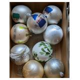 Variety of Glass Ornaments and Vintage Tree Topper