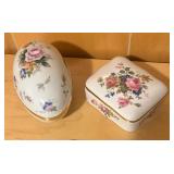 Two Dainty Porcelain Trinket Boxes