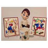 Pair of Vintage Ceramic Plaques, Ceramic Baseball Figurine and Mug