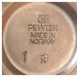 Assorted Home Decor including a Vintage Norwegian Pewter Vase and Art Glass Heart Ornament