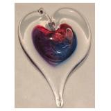 Assorted Home Decor including a Vintage Norwegian Pewter Vase and Art Glass Heart Ornament