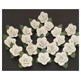 (20) Decorative White Porcelain Roses by Andrea