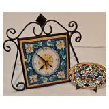 Vintage Tile and Decorative  Metal Clock