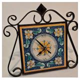 Vintage Tile and Decorative  Metal Clock
