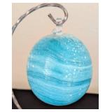 Pair of Art Glass Ornaments and Stands